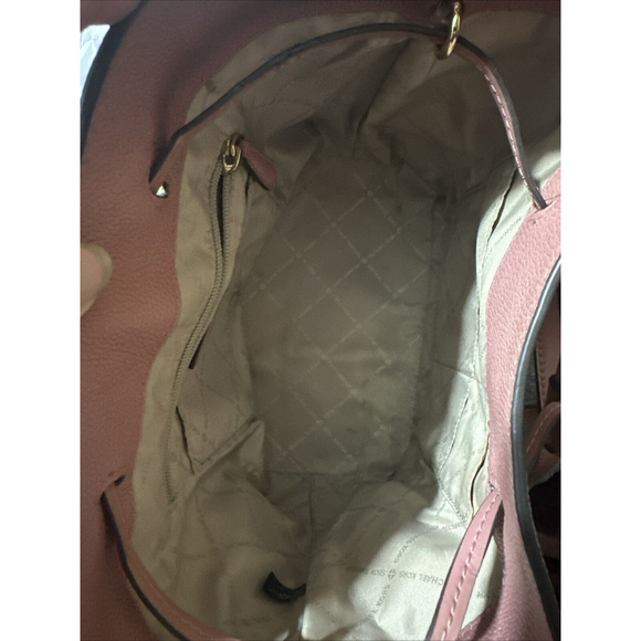 Michael Kors Nicole large Leather bucket bag MSRP $448 Pre-Loved Pink Salmon - Picture 10 of 14